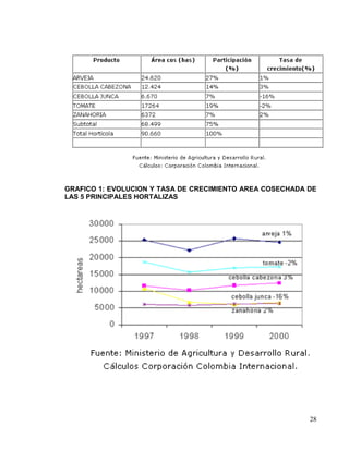GRAFICO 1: EVOLUCION Y TASA DE CRECIMIENTO AREA COSECHADA DE
LAS 5 PRINCIPALES HORTALIZAS




                                                          28
 
