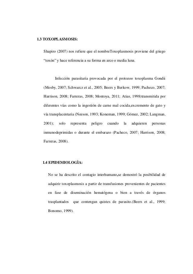 Efectos teratogènicos de la Toxoplasmosis Efectos teratogènicos de la Toxoplasmosis