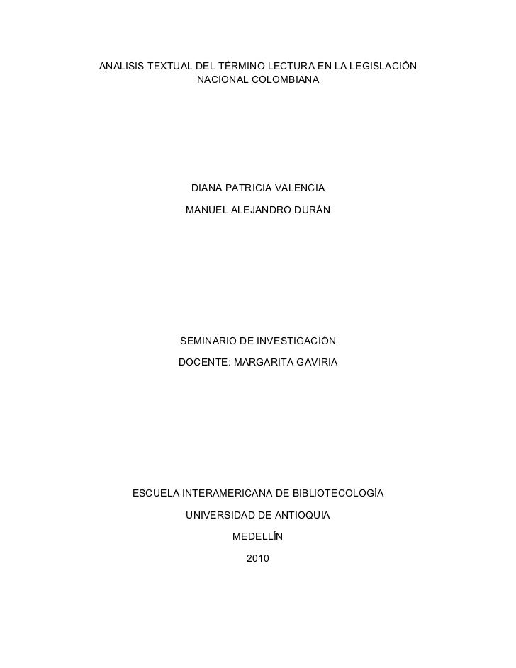 Análisis textual del término lectura en la legislación colombiana