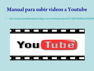 Manual para subir videos a Youtube
•

http://audiovisualesenelaula.bligoo.com.ar/media/users/20/1008709/files/244816/M

 