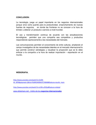 Tecnologia En Negocios Internacionales