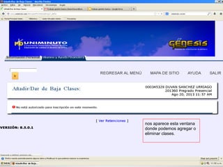 nos aparece esta ventana
donde podemos agregar o
eliminar clases.
 