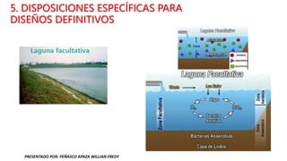 5. DISPOSICIONES ESPECÍFICAS PARA
DISEÑOS DEFINITIVOS
Laguna facultativa
PRESENTADO POR: PEÑASCO APAZA WILLIAN FREDY
 