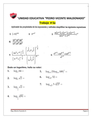 1
¨UNIDAD EDUCATIVA “PEDRO VICENTE MALDONADO”
Trabajo # 5a
Msg. Alberto Pazmiño O. Página 1
 
