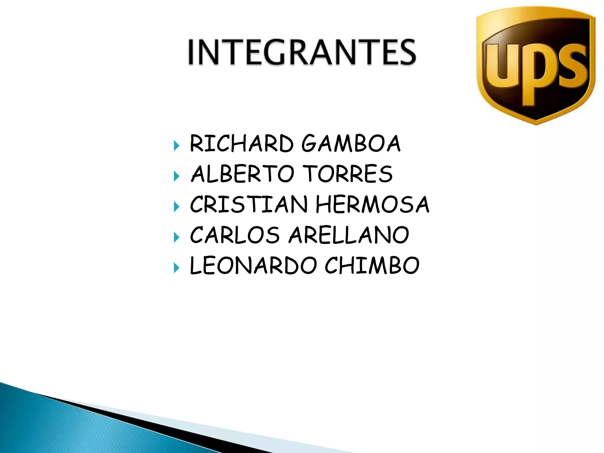 RICHARD GAMBOAALBERTO TORRESCRISTIAN HERMOSACARLOS ARELLANOLEONARDO CHIMBOINTEGRANTES