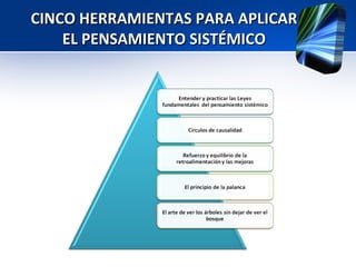 CINCO HERRAMIENTAS PARA APLICAR  EL PENSAMIENTO SISTÉMICO  