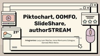 Piktochart, OOMFO,
SlideShare,
authorSTREAM
Integrantes: Lucy Loor Macías, Irene Mantuano Catagua,
Daniela Mero Neira
 