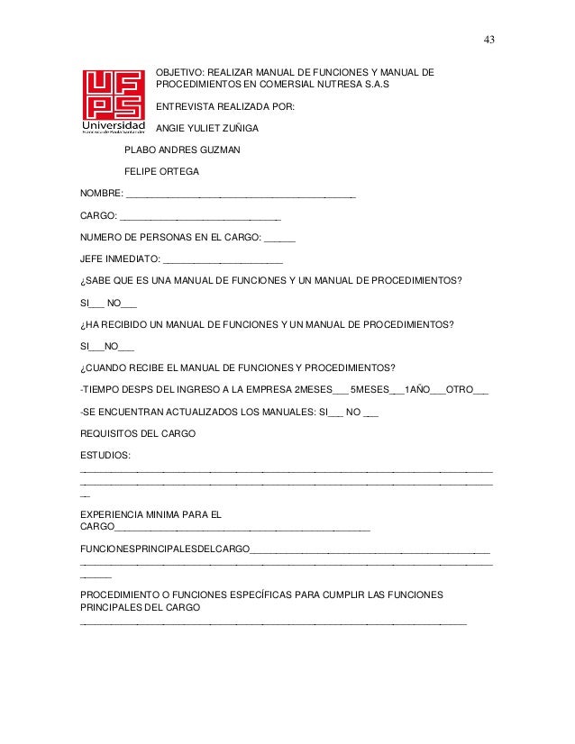 MANUAL DE FUNCIONES Y MANUAL DE PROCEDIMIENTOS EMPRESA 