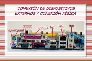 CONEXIÓN DE DISPOSITIVOS
EXTERNOS / CONEXIÓN FÍSICA
 
