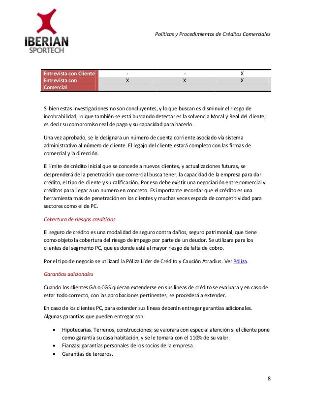 politicas de creditos y cobranzas ejemplos