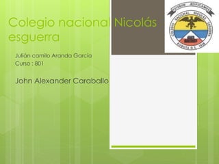 Colegio nacional Nicolás 
esguerra 
Julián camilo Aranda García 
Curso : 801 
John Alexander Caraballo 
 