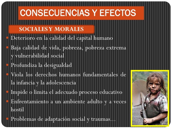 Resultado de imagen para consecuencias del trabajo infantil