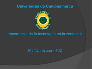 Universidad de Cundinamarca
Importancia de la tecnología en la zootecnia
Marilyn osuna - 102
 