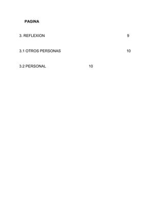 PAGINA
3. REFLEXION 9
3.1 OTROS PERSONAS 10
3.2 PERSONAL 10
 
