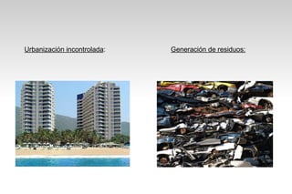 Urbanización incontrolada:   Generación de residuos:
 