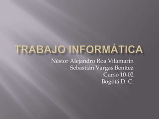 Néstor Alejandro Roa Vilamarin
       Sebastián Vargas Benítez
                    Curso 10-02
                   Bogotá D. C.
 