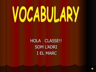 HOLA  CLASSE!! SOM L’ADRI I EL MARC VOCABULARY 