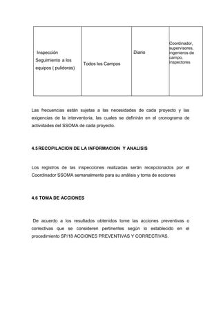 Trabajo inspecciones planeadas