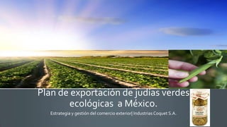 Plan de exportación de judías verdes
ecológicas a México.
Estrategia y gestión del comercio exterior| Industrias Coquet S.A.

 