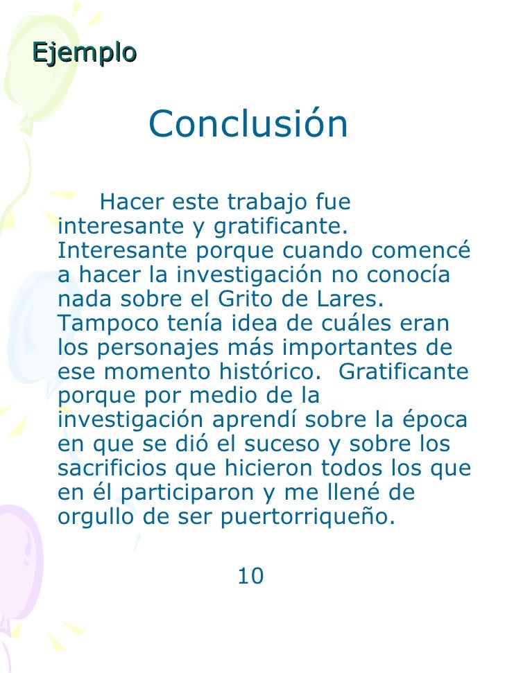 Conclusiones De Un Proyecto De Investigacion Ejemplo Ejemplo Sencillo ...