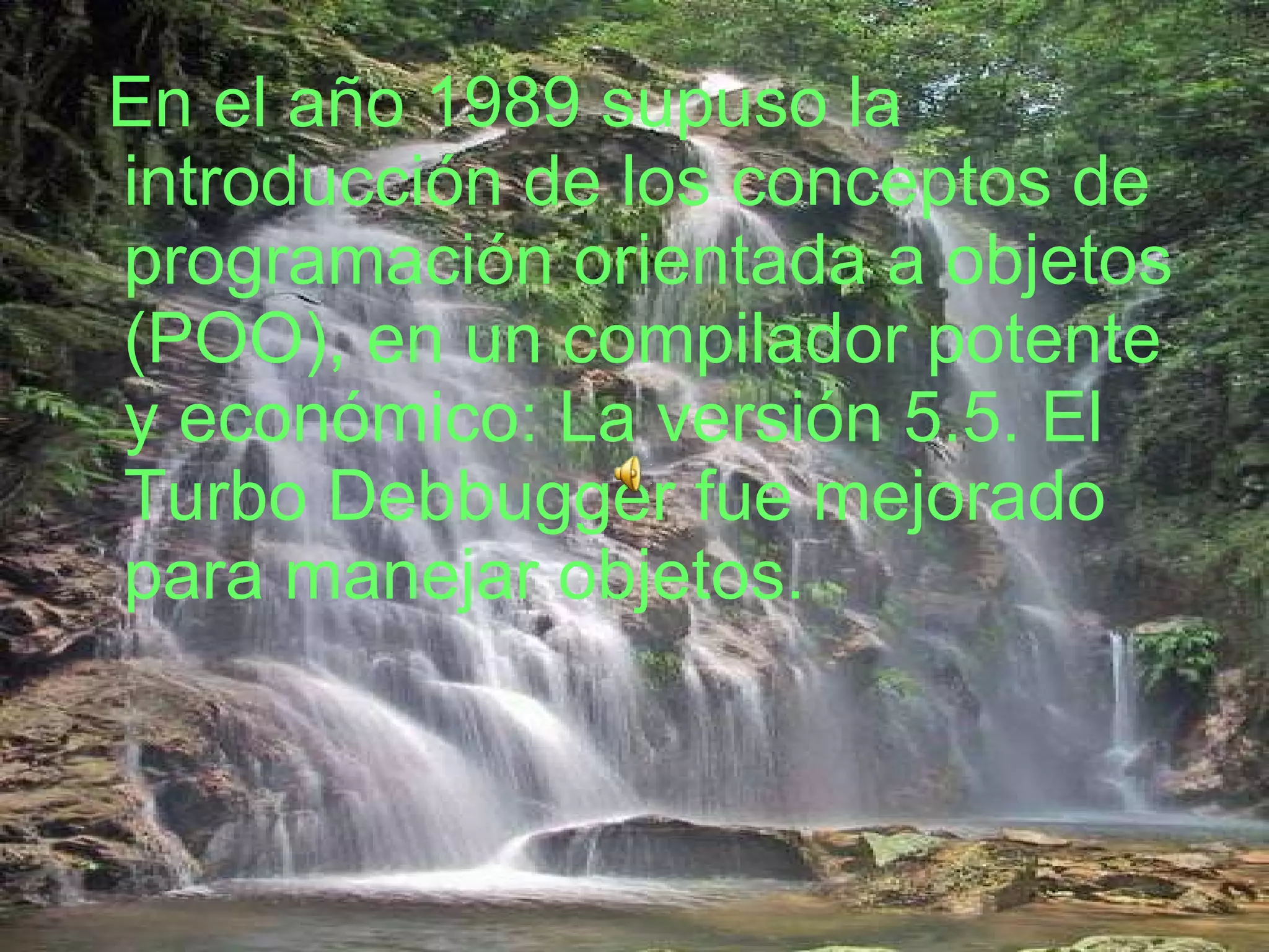 En el año 1989 supuso la introducción de los conceptos de programación orientada a objetos (POO), en un compilador potente y económico: La versión 5.5. El Turbo Debbugger fue mejorado para manejar objetos. 