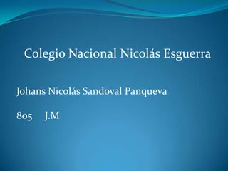 Colegio Nacional Nicolás Esguerra
Johans Nicolás Sandoval Panqueva
805 J.M
 