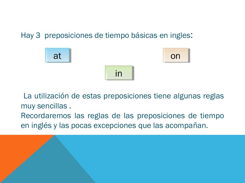 Preposiciones de tiempo en ingles