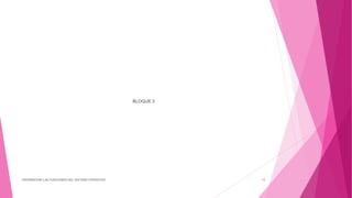 BLOQUE 3
DIFERENCIAR LAS FUNCIONES DEL SISTEMA OPERATIVO 15
 