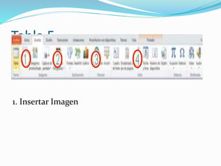 Tabla 5
1. Insertar Imagen
 