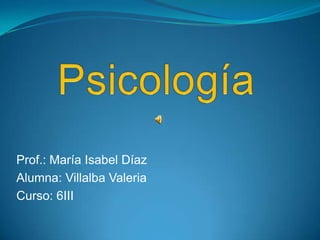 Prof.: María Isabel Díaz
Alumna: Villalba Valeria
Curso: 6III
 