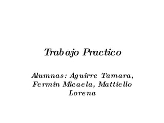 Trabajo Practico Alumnas: Aguirre Tamara, Fermin Micaela, Mattiello Lorena 