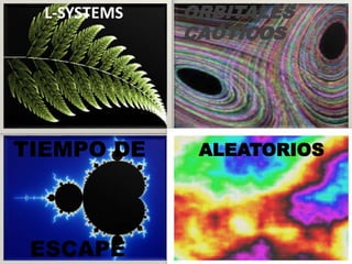 L-SYSTEMS ORBITALES 
CAÓTICOS 
TIEMPO DE ALEATORIOS 
ESCAPE 
 