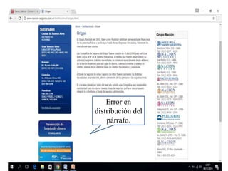 Error en
distribución del
párrafo.
 