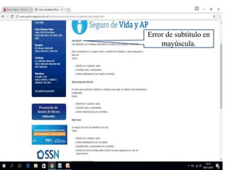 Error de subtitulo en
mayúscula.
 