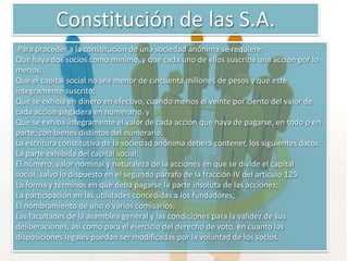 Sociedad AnónimaSociedad en comandita por accionesLa sociedad en comandita por acciones también tiene socios comanditados y comanditarios. Pero, a diferencia de la sociedad en comandita simple, en esta sociedad el capital aportado por los comanditarios queda dividido en acciones.Las reglas sobre la administración y representación son las mismas que las de las sociedades en comandita simple. En cambio, para su constitución y funcionamiento se aplican las reglas de la sociedades anónimas. Las sociedades en comandita por acciones funcionan con Asambleas de Accionistas integradas por todos los socios. En estas sociedades, la denominación se completa con el agregado “sociedad en comandita por acciones” o su abreviatura, SCA.