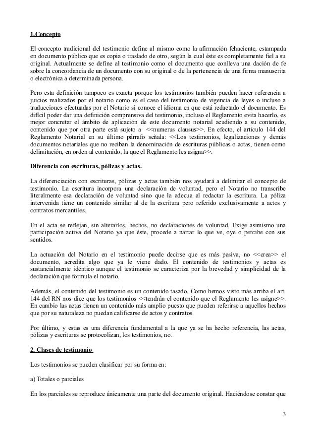 Los Testimonios en el Derecho Notarial