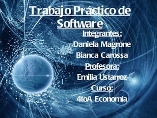 Trabajo Práctico de Software Integrantes: Daniela Magrone Bianca Carossa Profesora: Emilia Ustarroz Curso: 4toA Economía 