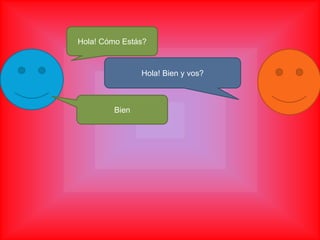 Hola! Cómo Estás?


                Hola! Bien y vos?



         Bien
 