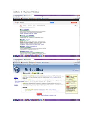 Instalación de virtual box en Windows
 