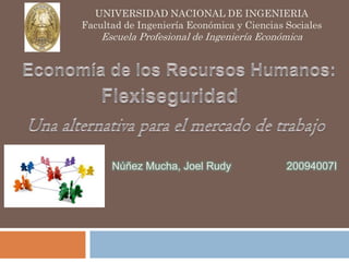UNIVERSIDAD NACIONAL DE INGENIERIA
Facultad de Ingeniería Económica y Ciencias Sociales
Escuela Profesional de Ingeniería Económica
Núñez Mucha, Joel Rudy 20094007I
 