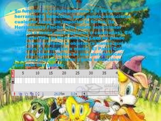  Su función es complementaria a la de la
 herramienta Selección, pues puede seleccionar
 cualquier cosa, sin importar la forma, (la
 Herramienta Flecha sólo puede seleccionar
 objetos o zonas rectangulares o cuadradas). En
 contrapartida, la Herramienta Lazo no puede
 seleccionar rellenos u objetos (a menos que
 hagamos la selección a mano). El Panel Color,
 como su nombre indica se usa para fabricar
 nuestros propios colores y para seleccionar los
 que más nos gusten.
 