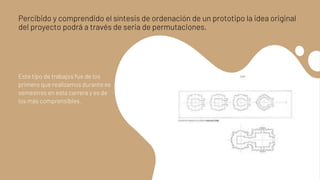 Percibido y comprendido el síntesis de ordenación de un prototipo la idea original
del proyecto podrá a través de seria de permutaciones.
Este tipo de trabajos fue de los
primero que realizamos durante es
semestres en esta carrera y es de
los más comprensibles.
 
