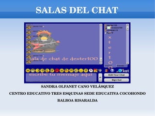 SALAS DEL CHAT SANDRA OLFANET CANO VELÁSQUEZ CENTRO EDUCATIVO TRES ESQUINAS SEDE EDUCATIVA COCOHONDO BALBOA RISARALDA 