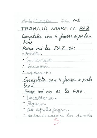 Trabajos de la paz de 1ºB