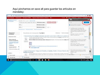 Aquí pinchamos en save all para guardar los artículos en
mendeley:
 