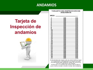Tarjeta de
Inspección de
andamios
ANDAMIOS
 