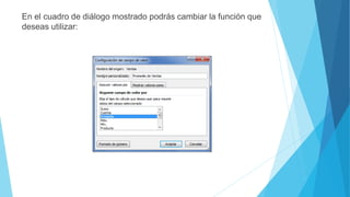 En el cuadro de diálogo mostrado podrás cambiar la función que
deseas utilizar:
 