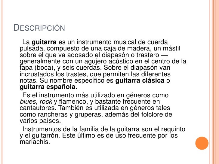 Trabajo sobre guitarra