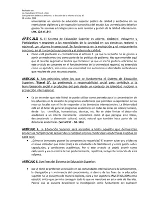 Trabajo sobre proyecto reforma ley 30 men