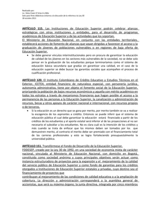 Trabajo sobre proyecto reforma ley 30 men